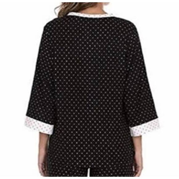 Flora Nikrooz Black White Polka Dot Pajama Top Small - Picture 2 of 8